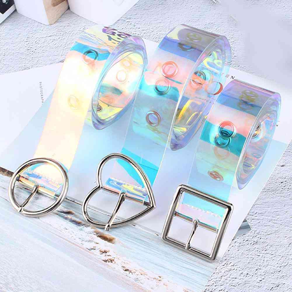 Holographic Clear Waist, Metal Pin Buckle Belts