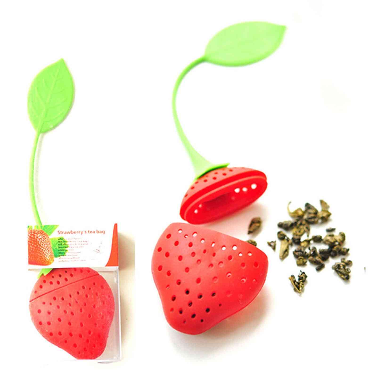 Silicone Strawberry Tea Leaf Strainer, Loose Herbal Spice Infuser Filter