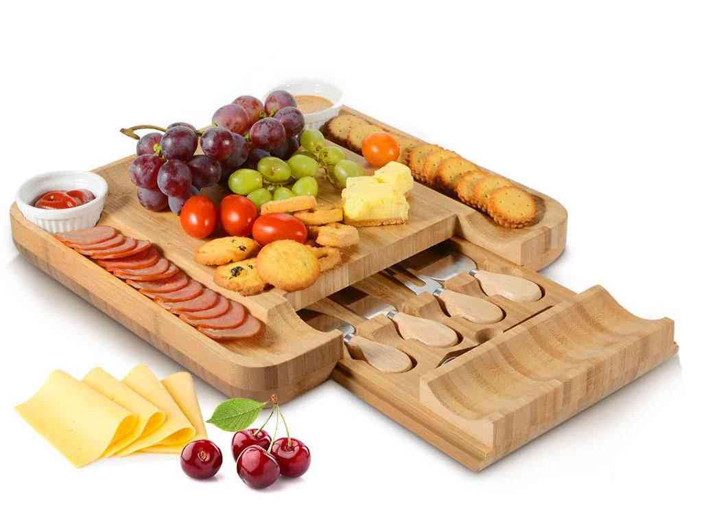 Cheese Board Cutlery Knif Set With Slide Out Drawer