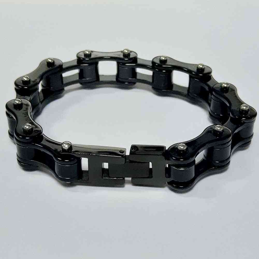 Stainless Steel- Lucky Retro Bike, Chain Pitch-dark Bracelet