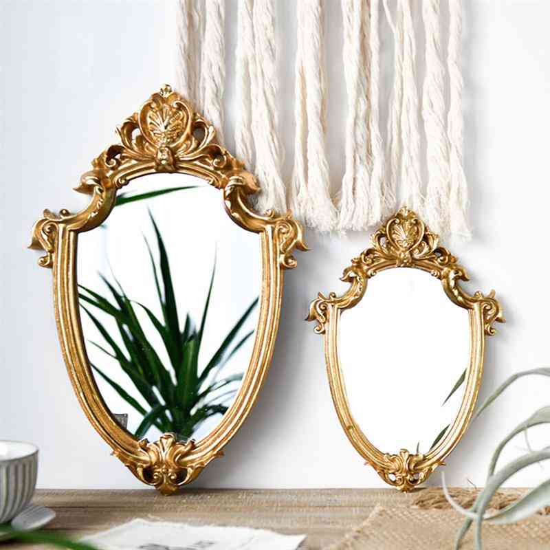 Espejo de maquillaje exquisito vintage, colgante de pared de baño, decoración del hogar
