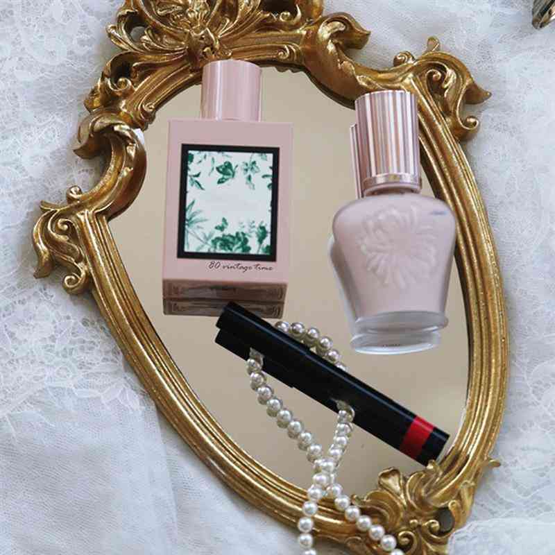 Espejo de maquillaje exquisito vintage, colgante de pared de baño, decoración del hogar