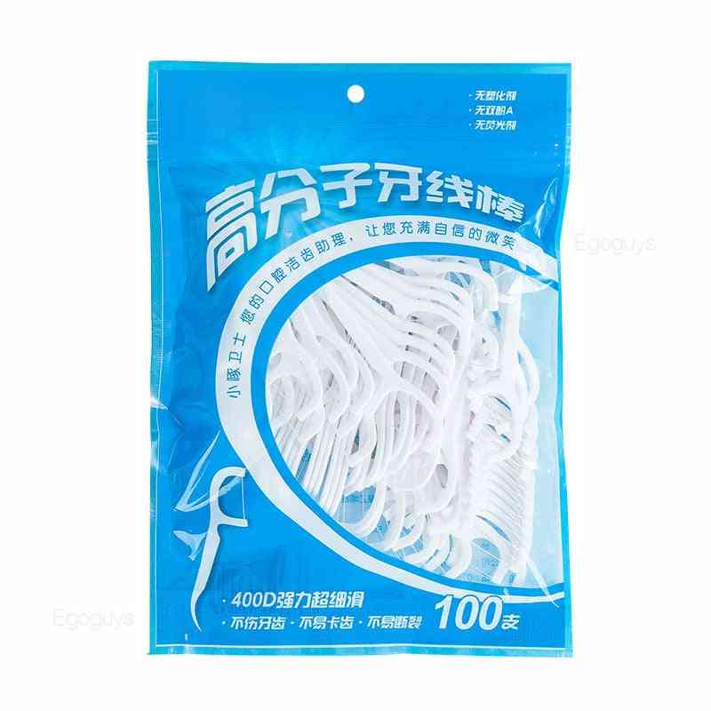 White Dental Floss Pick Tooth Cleaner Sticks, Oral Hygiene Care Toothpick Tool