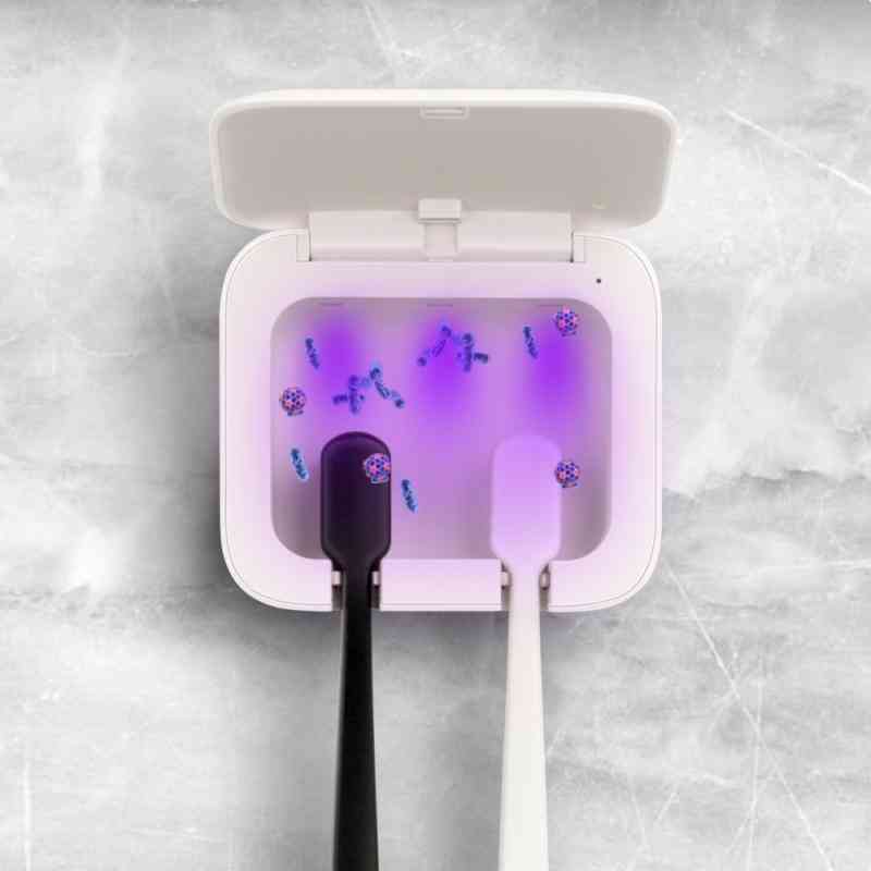 Portaspazzolino automatico a luce ultravioletta uv con dispenser per spremitura dentifricio