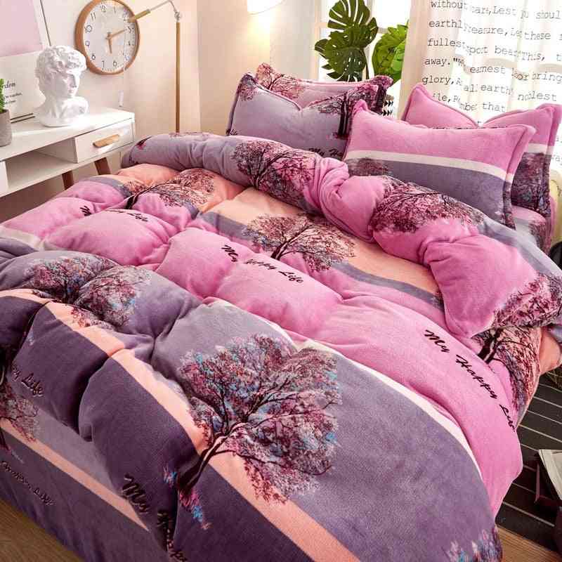 Winter & Autumn- Flannel Bedding, Duvet Cover Sheet, Pillowcase Set