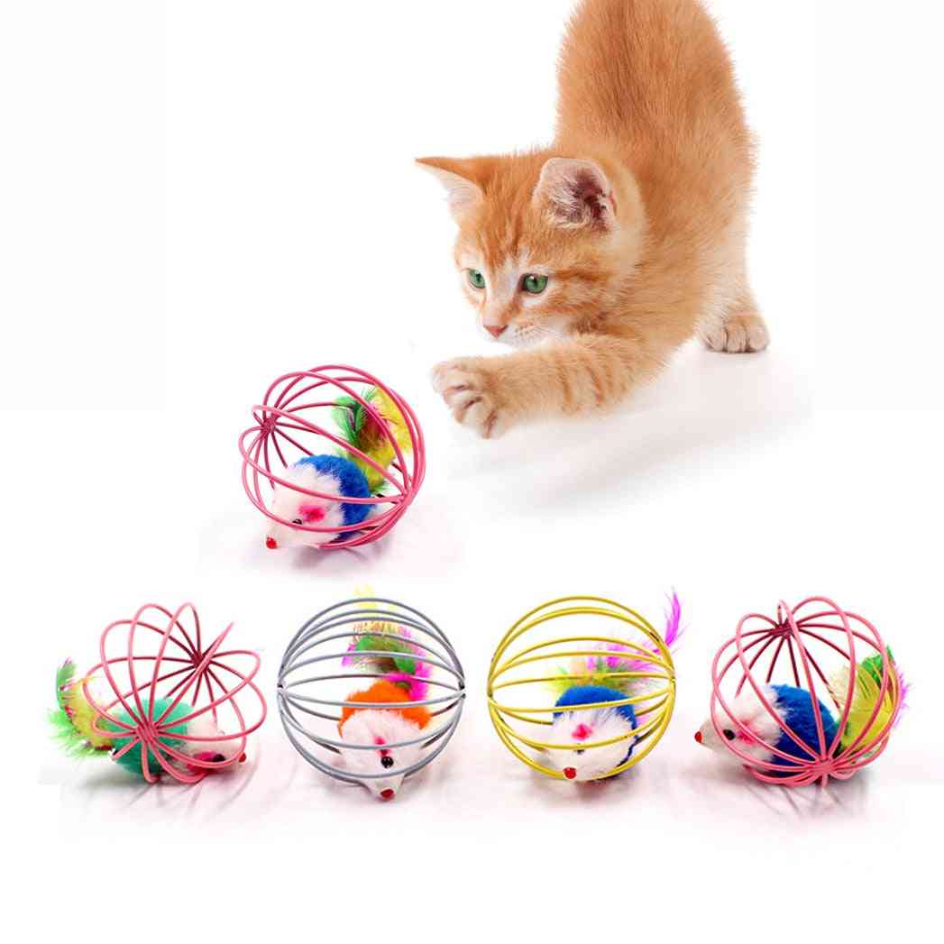Cat Interactive Toy Stick Feather Wand With Small Bell Mouse Cage