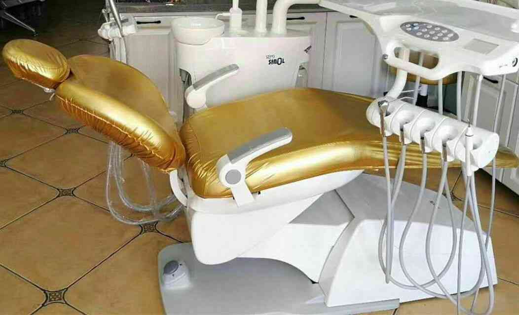 Pu Leather Golden Color Dental Chair Unit Cover