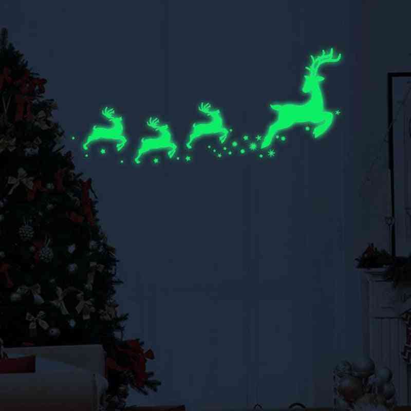 Christmas Deer, Glow In The Dark, Luminous Stickers For Room, Window