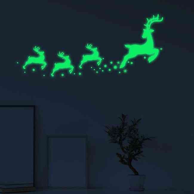 Christmas Deer, Glow In The Dark, Luminous Stickers For Room, Window