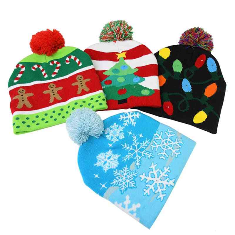 Pălărie led de Crăciun, pălării tricotate luminoase