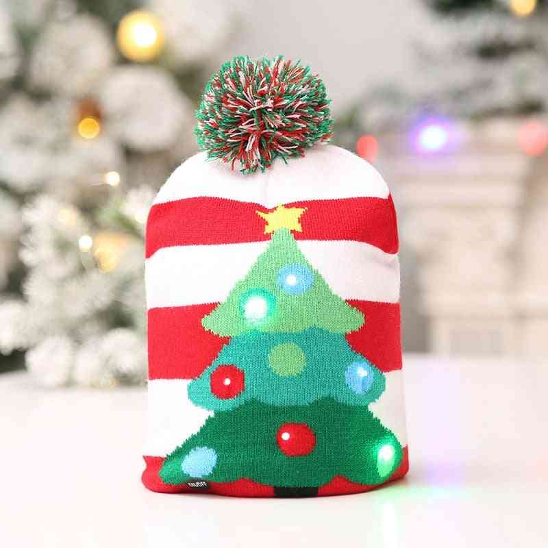 Led julehue, lys op strikkede hatte