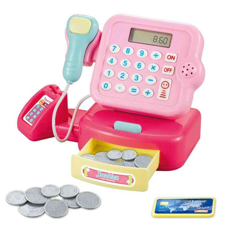 Simulation Pretend- Foldable Cash Register Play Toy With Coins And Scanner