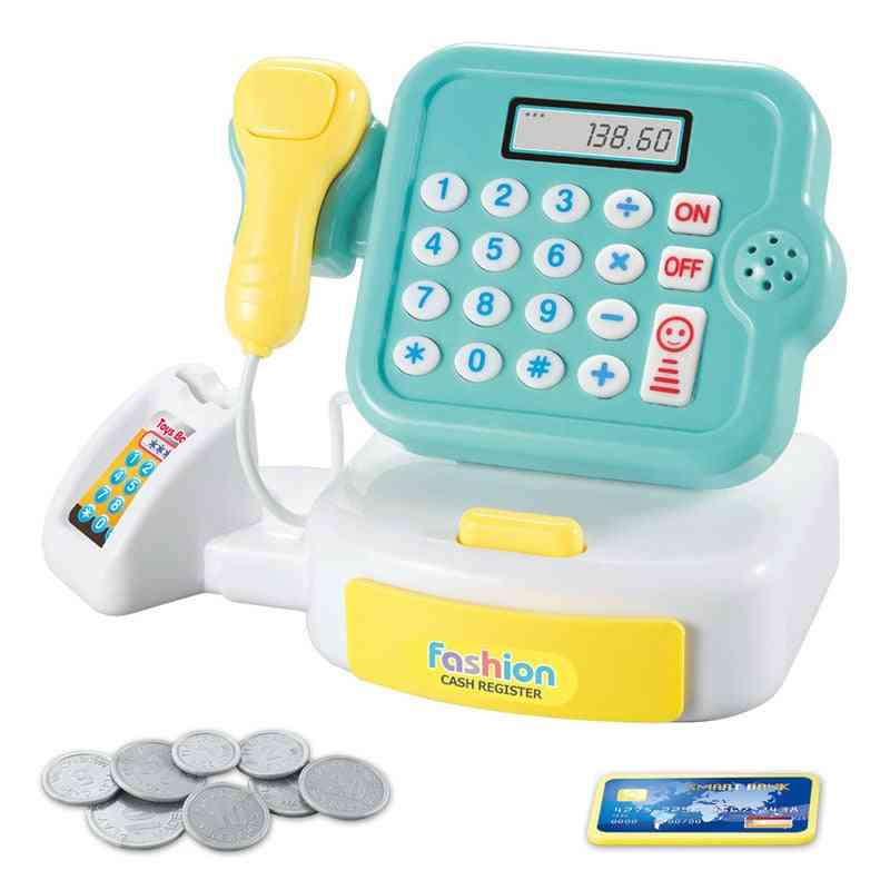 Simulation Pretend- Foldable Cash Register Play Toy With Coins And Scanner