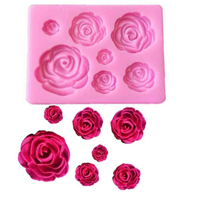 Rózsa virág- szilikon formák, cupcake topper fondant, torta díszítő eszköz