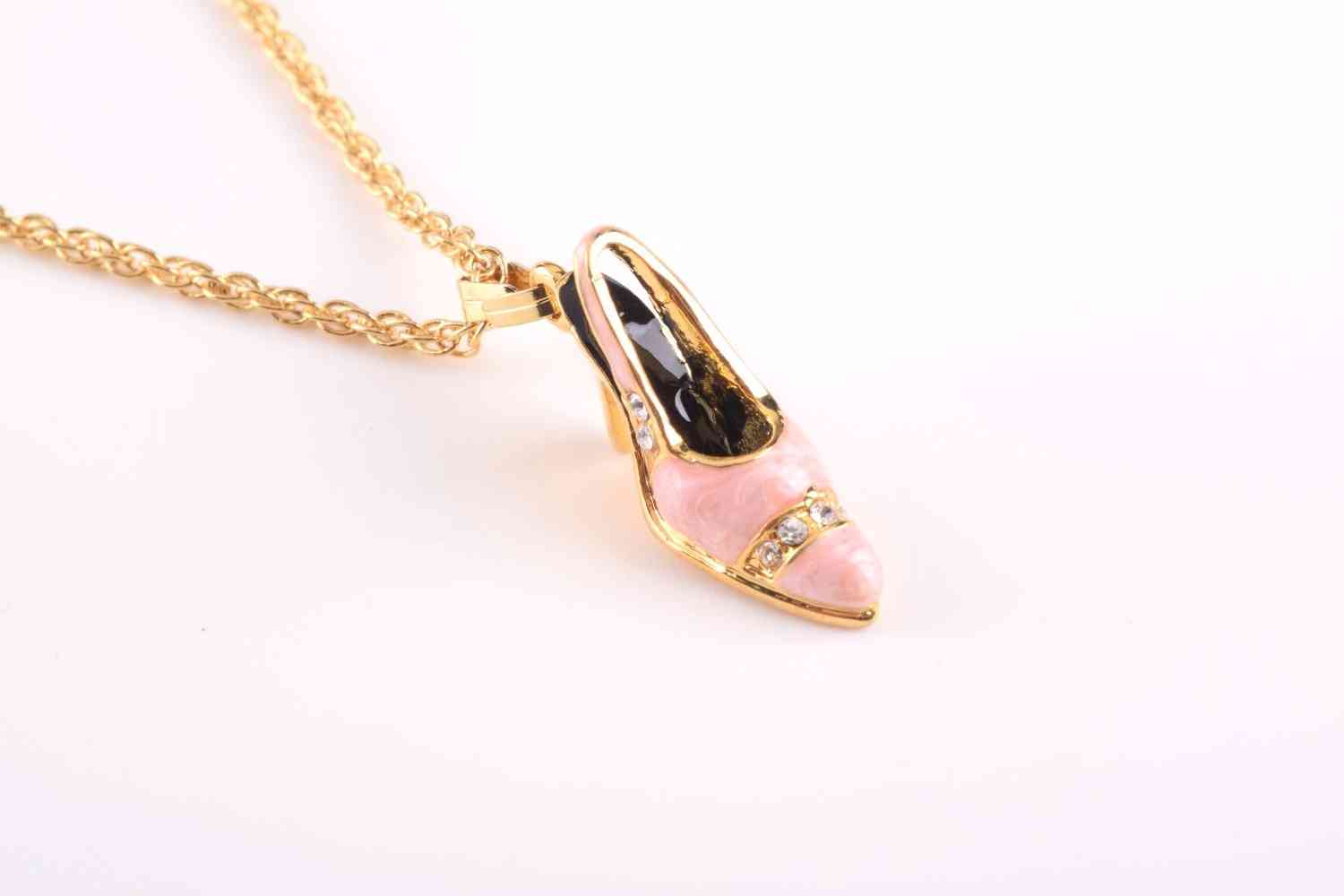 Pink Shoe Pendant Necklace