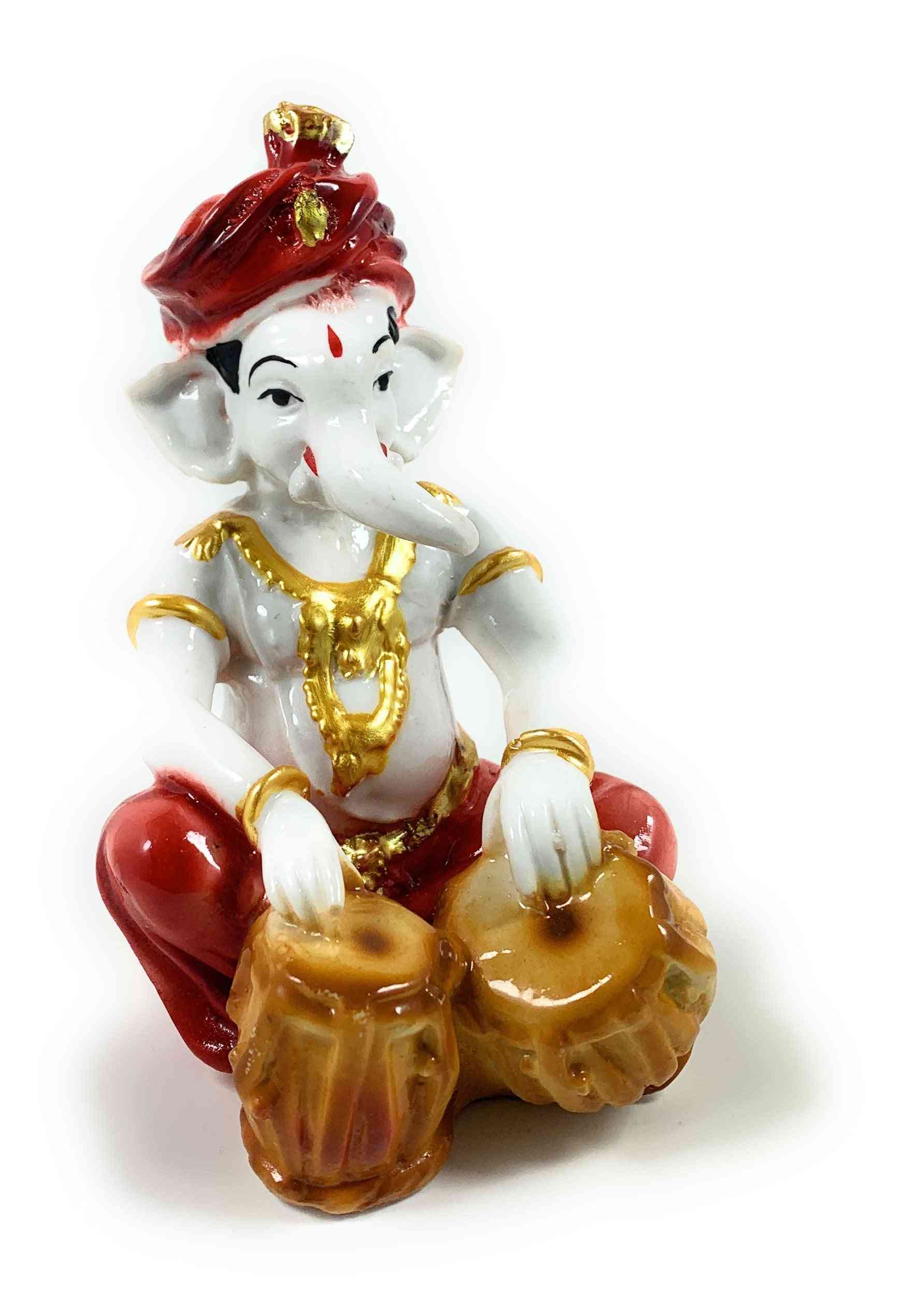 Lord Ganesha Playing Tabla Figurine