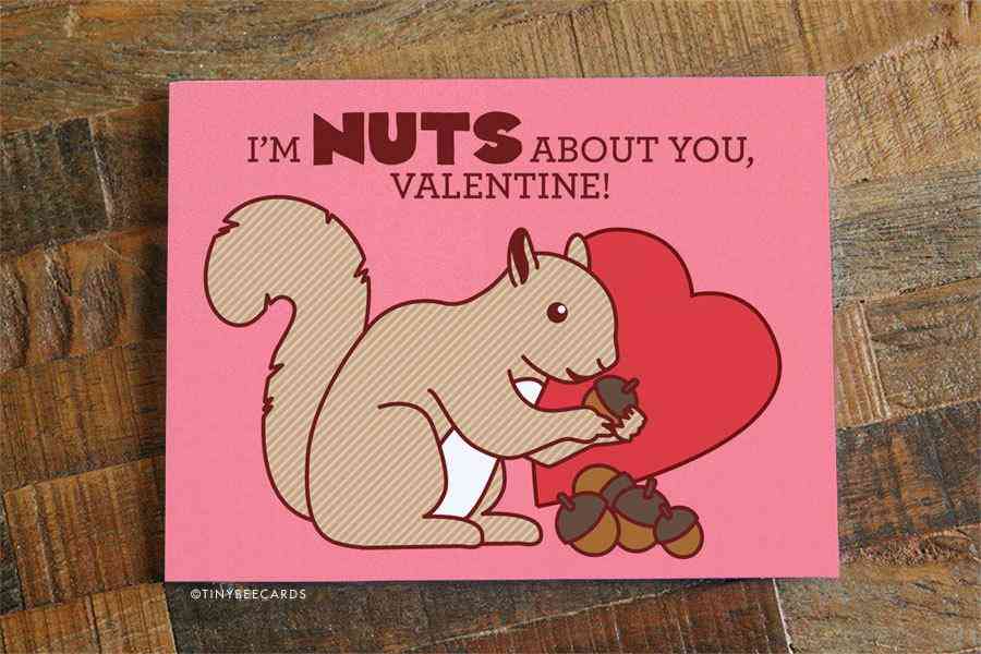 Roztomilý valentínsky preukaz - „orechové o tebe“