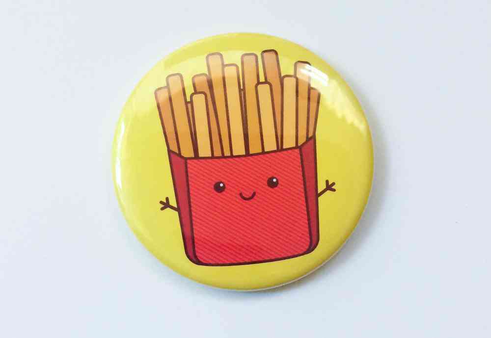 Cute Fries Magnet, Pin Or Pocket Mirror