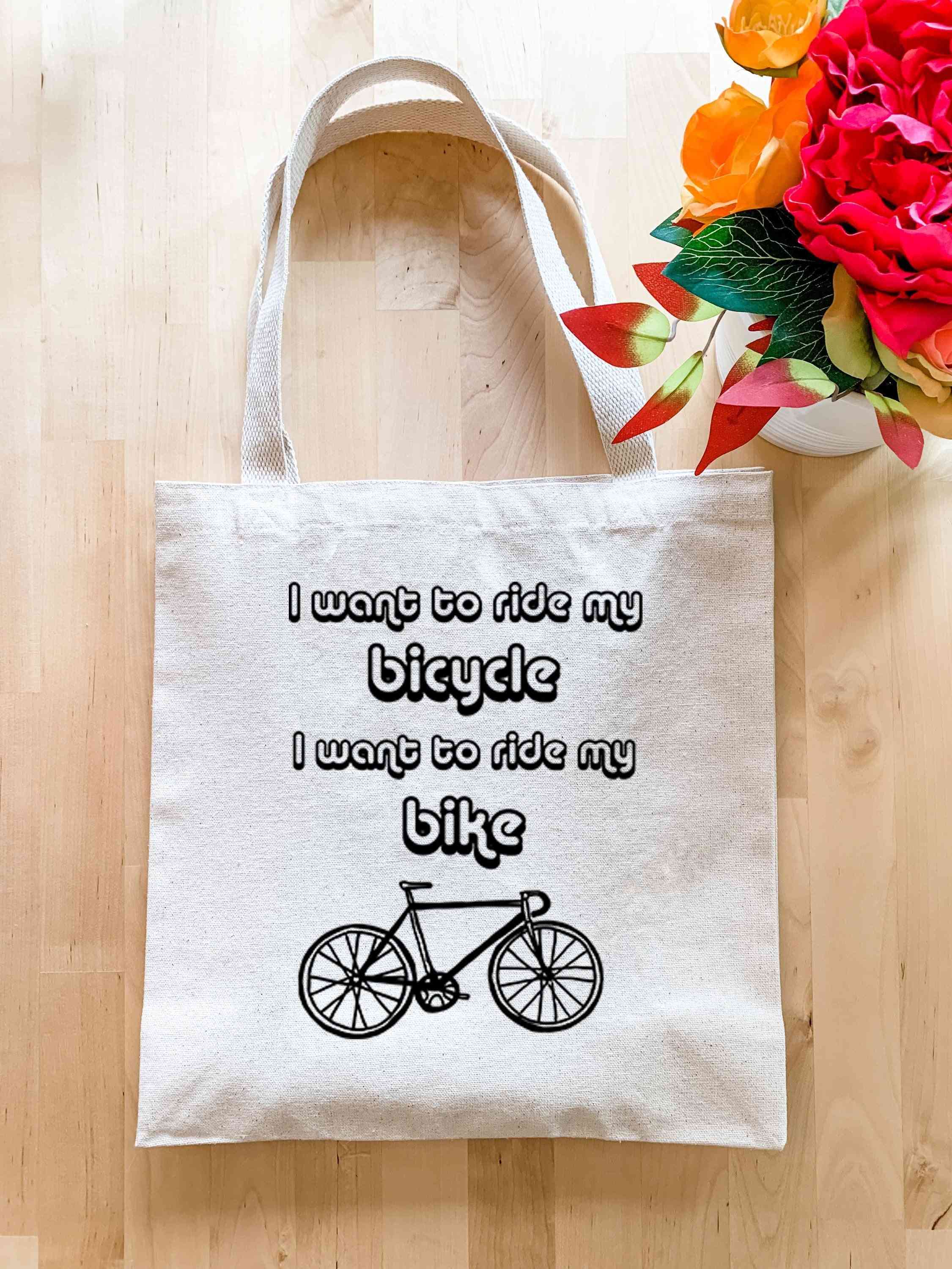 Jag vill åka min cykel / cykel / drottning - tote väska