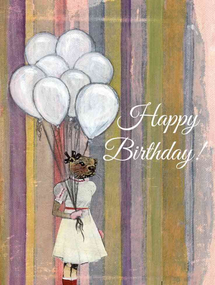Balloon Otter Birthday Card