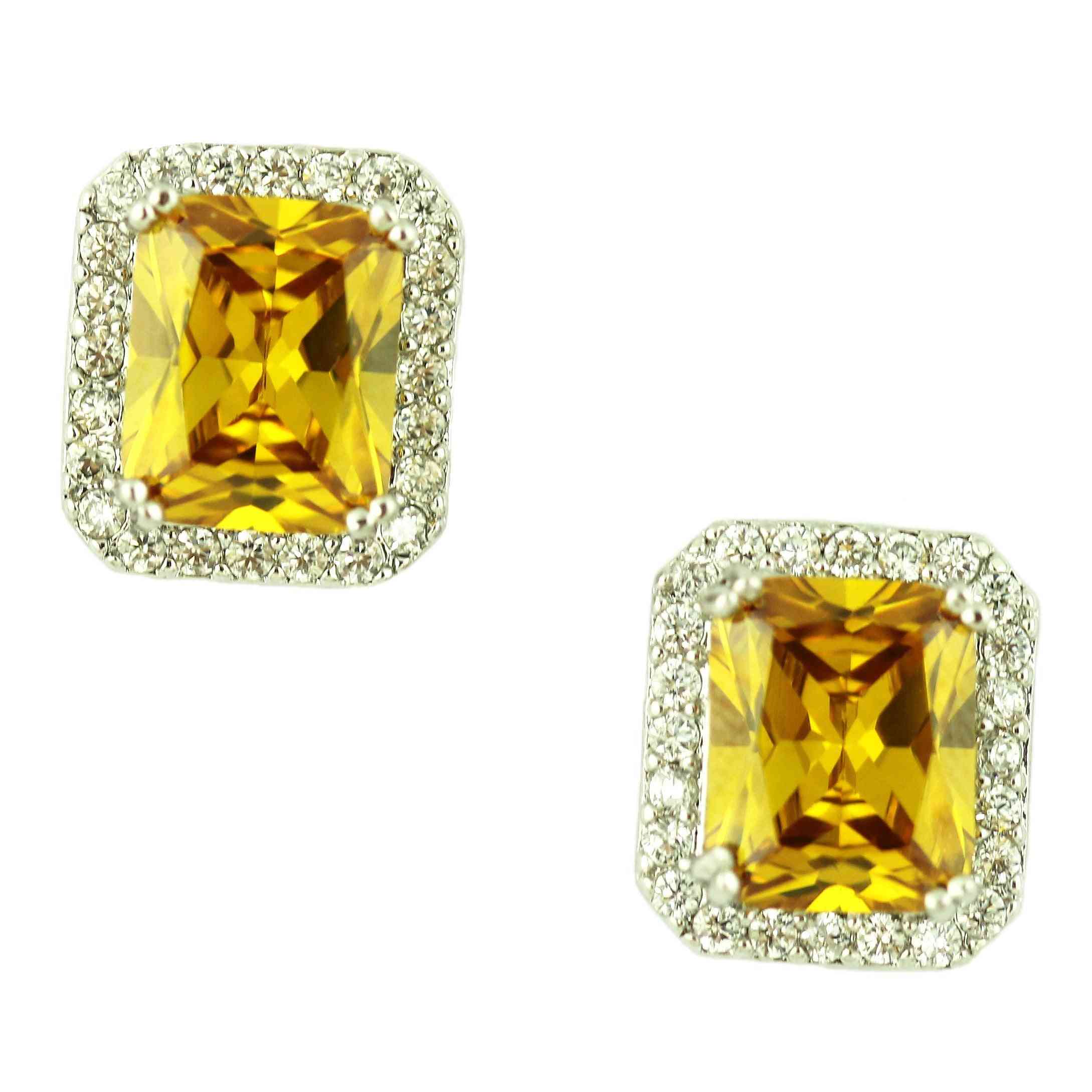 Pink Cubic Zirconia-square Cut Crystal Studs