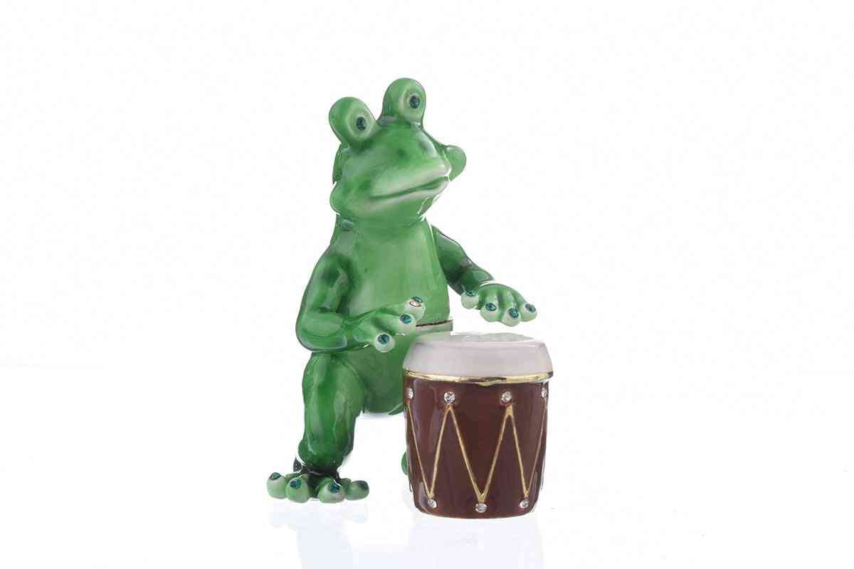 Frog Playing Drums Enamel Painted Jewelry Box