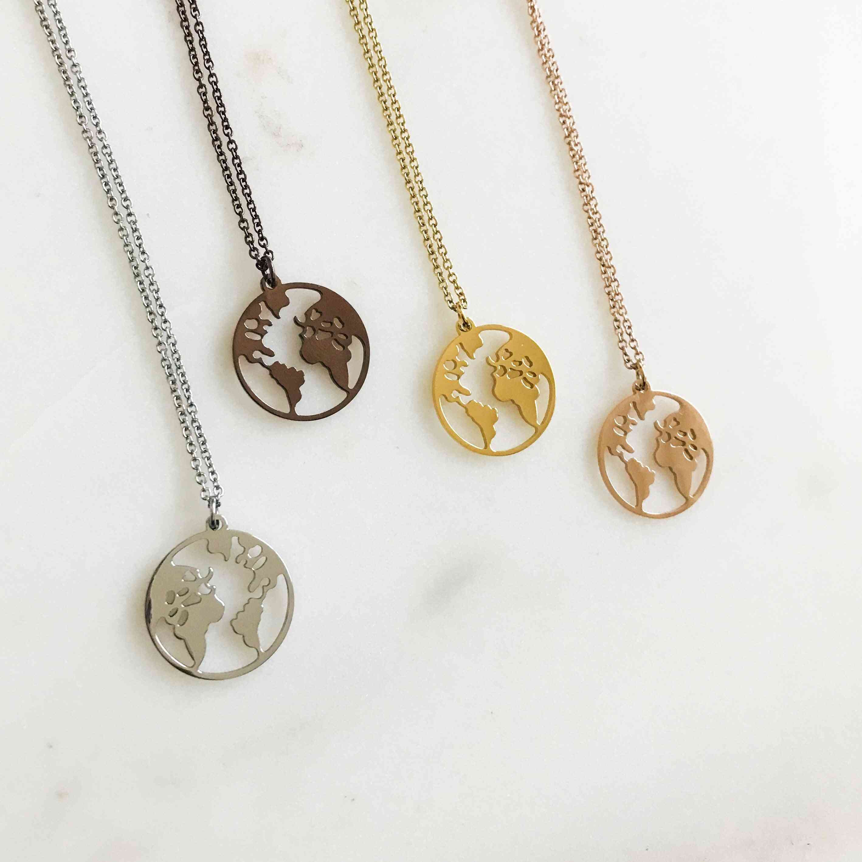 316l Stainless Steel My World Necklace