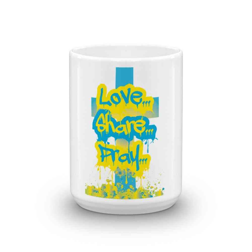 Spray Painted Love Share Pray Mug