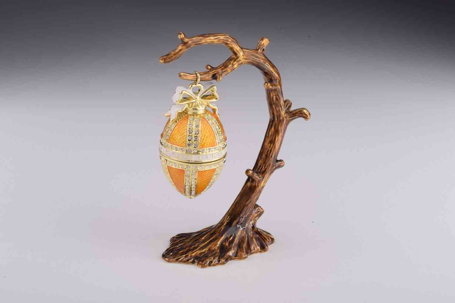 Russian Egg Hanging Of A Tree Branch Trinket Box