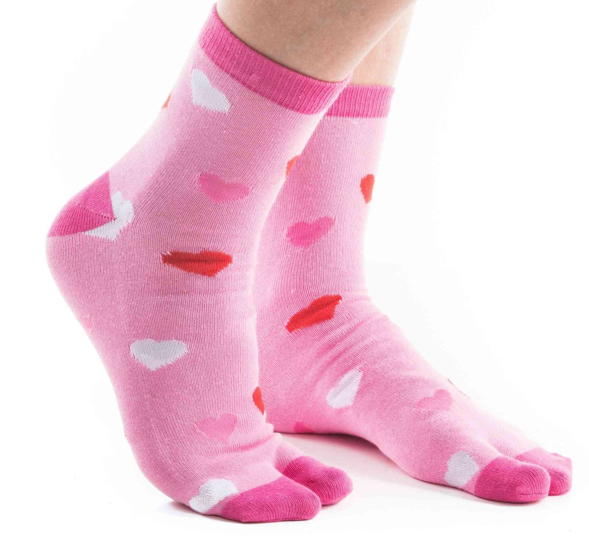 Flip Flop Socks - Pink Valentine Love Hearts Printed