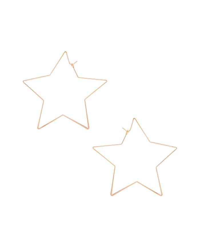 Star Shape Gold Hoop Earrings