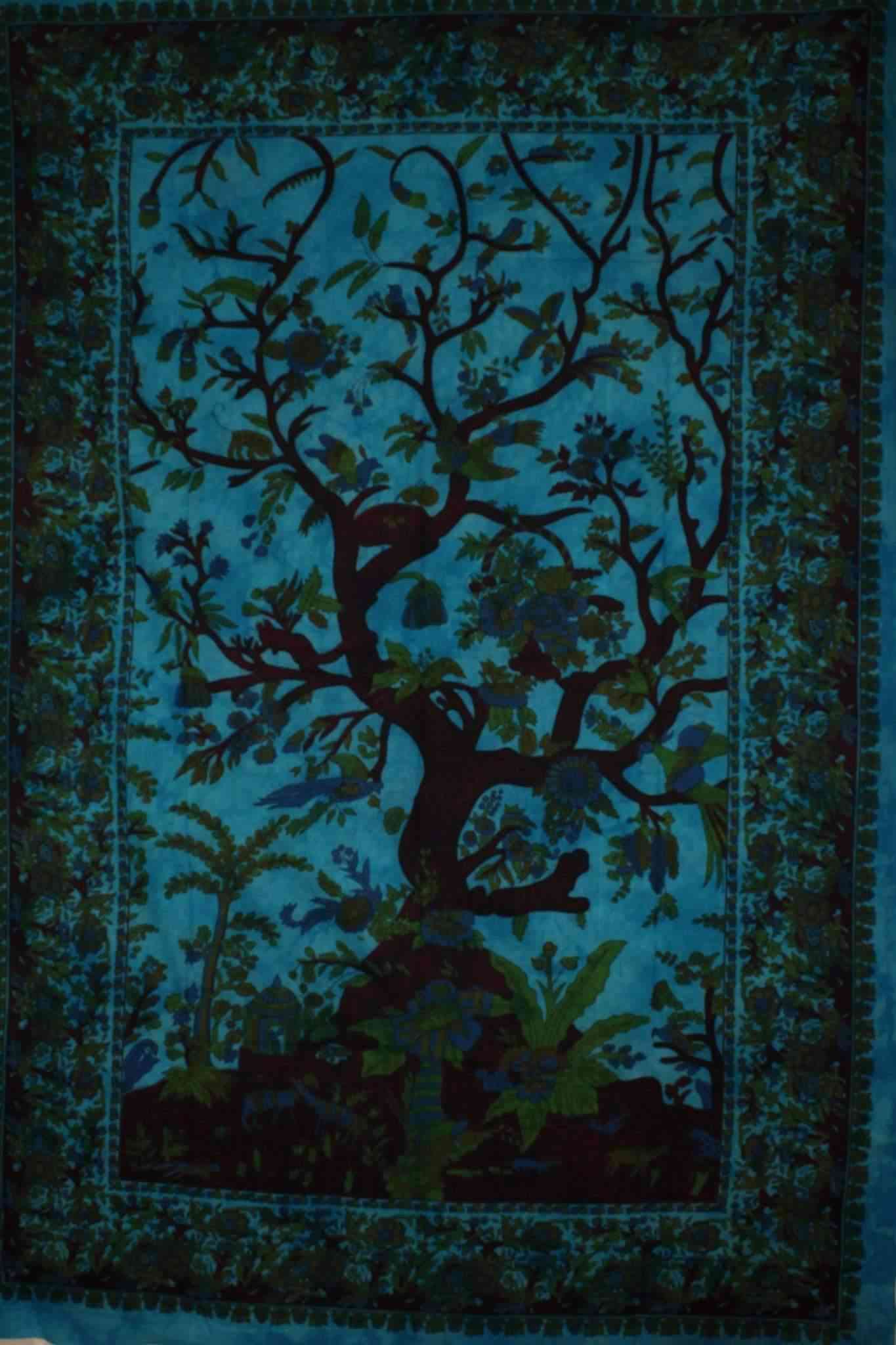 Havenly Tree Of Life With Floral Design And Birds Tapestry