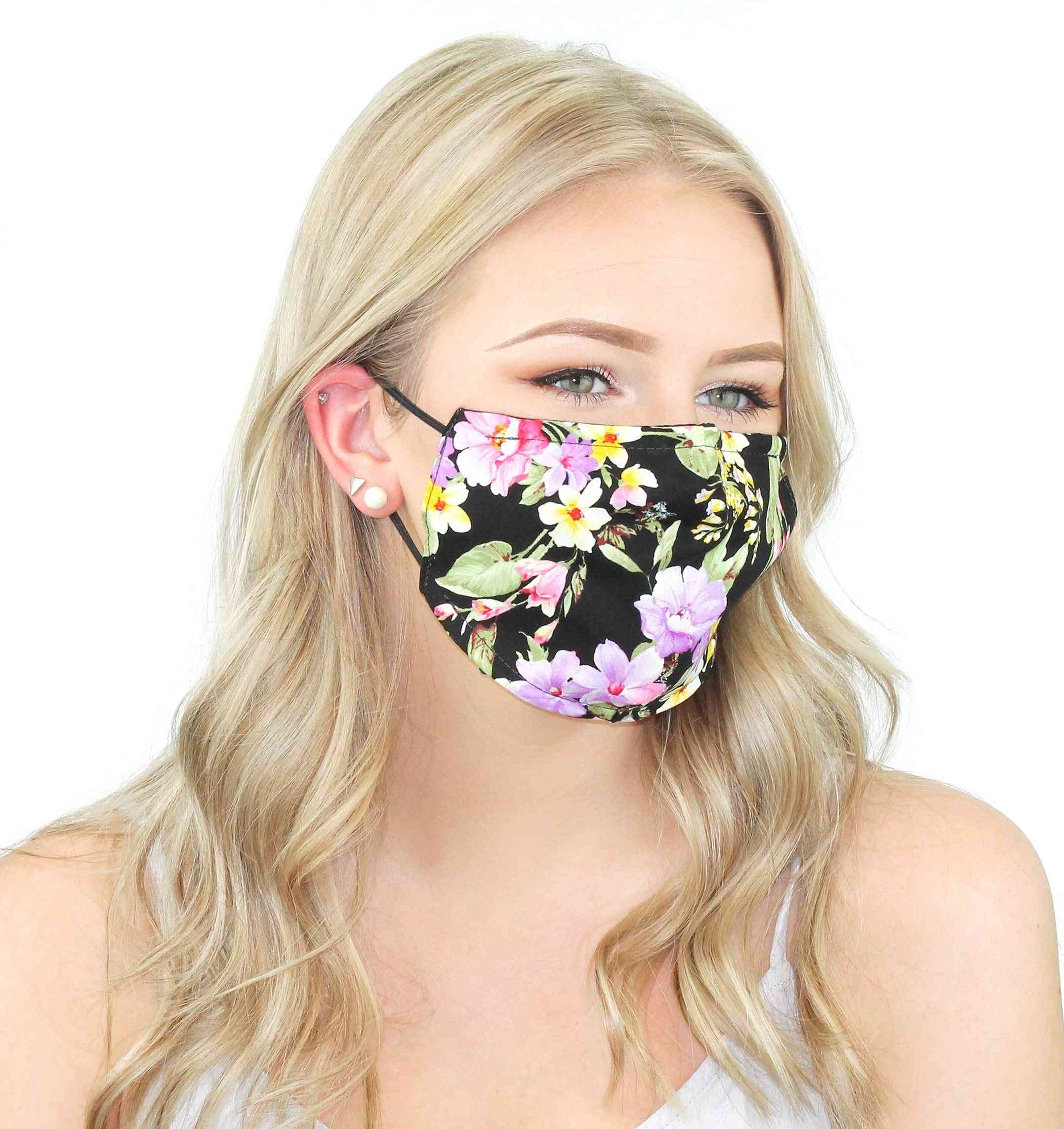 Reusable Cloth Face Mask With Filter And Nose Bridge