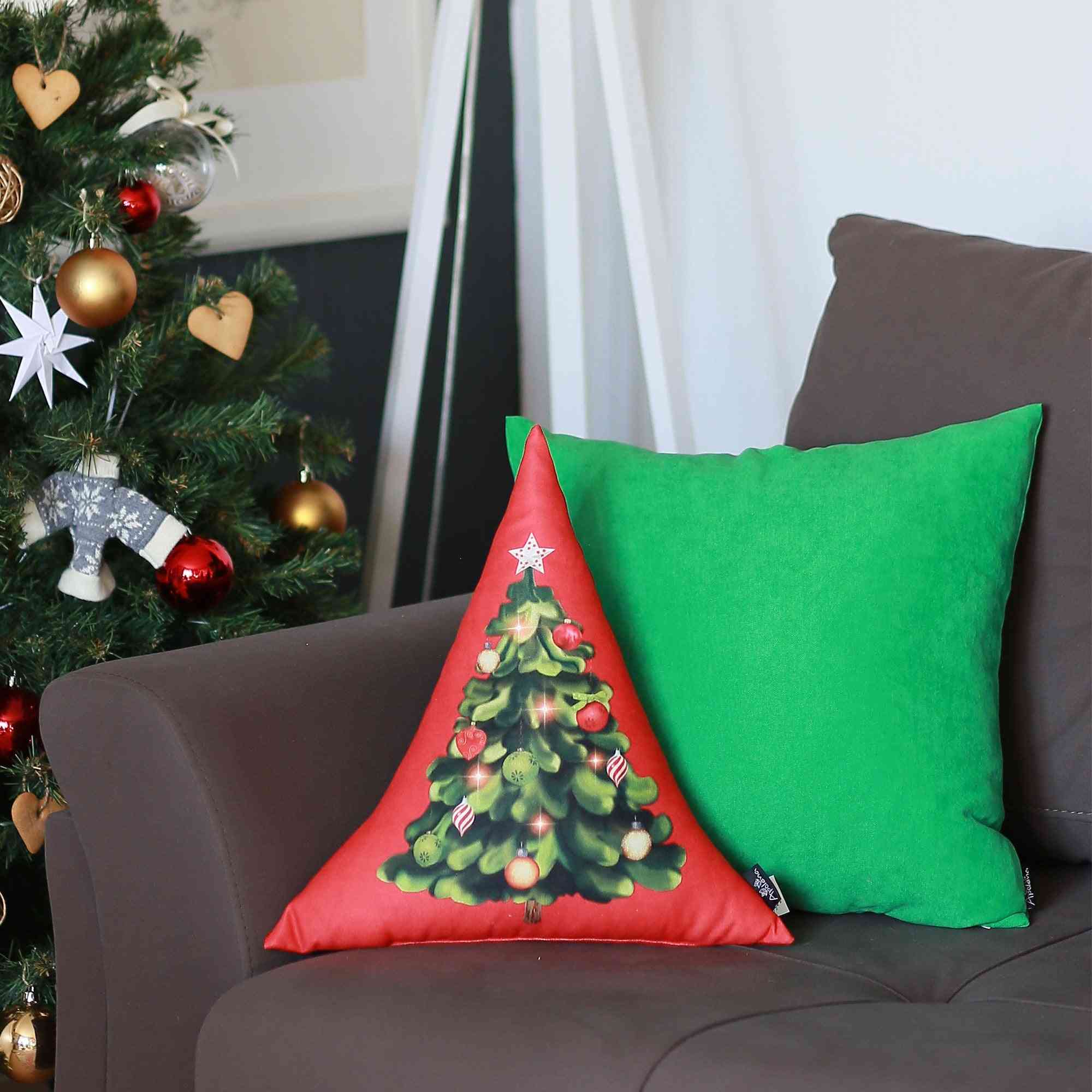 Painettu iloinen joulu kolmio koriste heittää tyyny