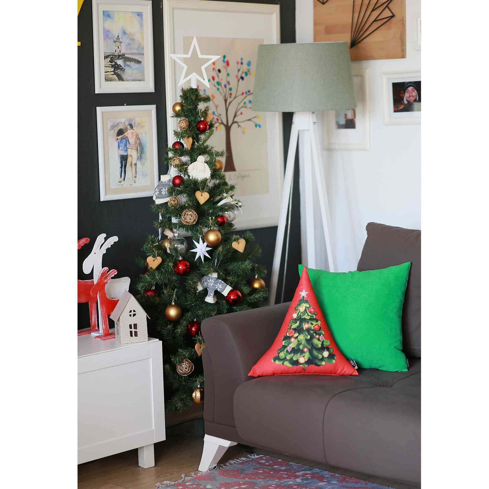 Printed Merry Christmas Triangle Decorative Throw Pillow