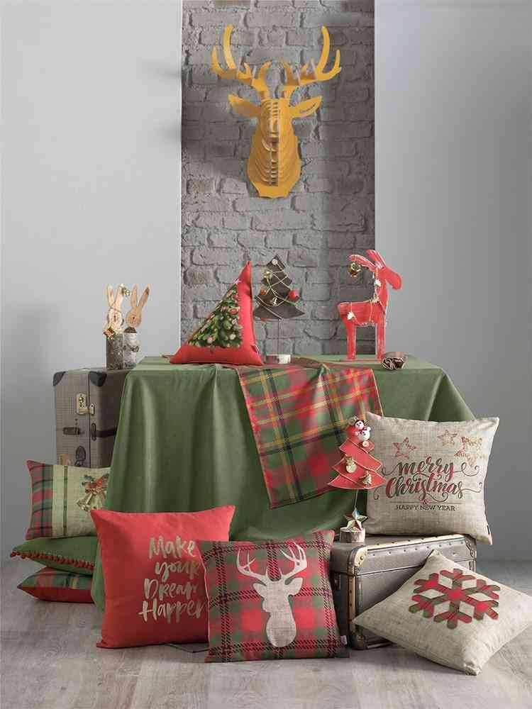 Nyomtatott vidám karácsonyi háromszög dekoratív dob párna