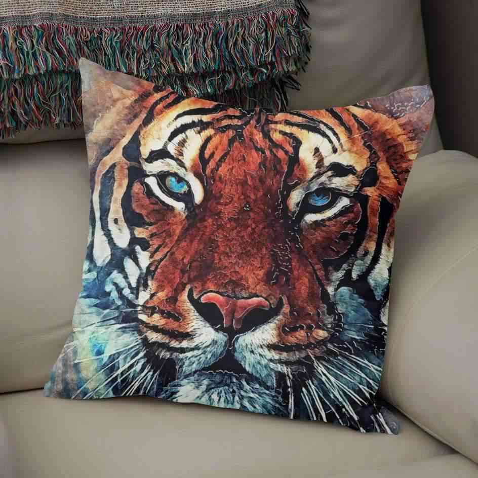 Tiger Face Printed Pillow