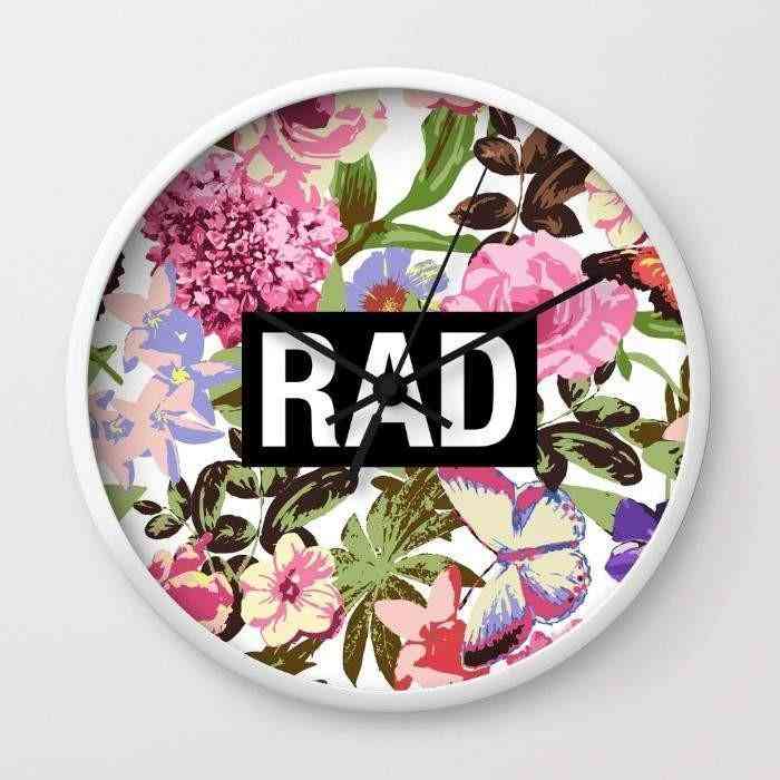 Rad Floral Print Wall Clock