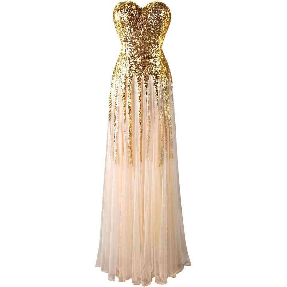 Golden Sequins Long Evening Dress