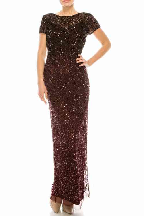 Sequined Long Gown With Slit