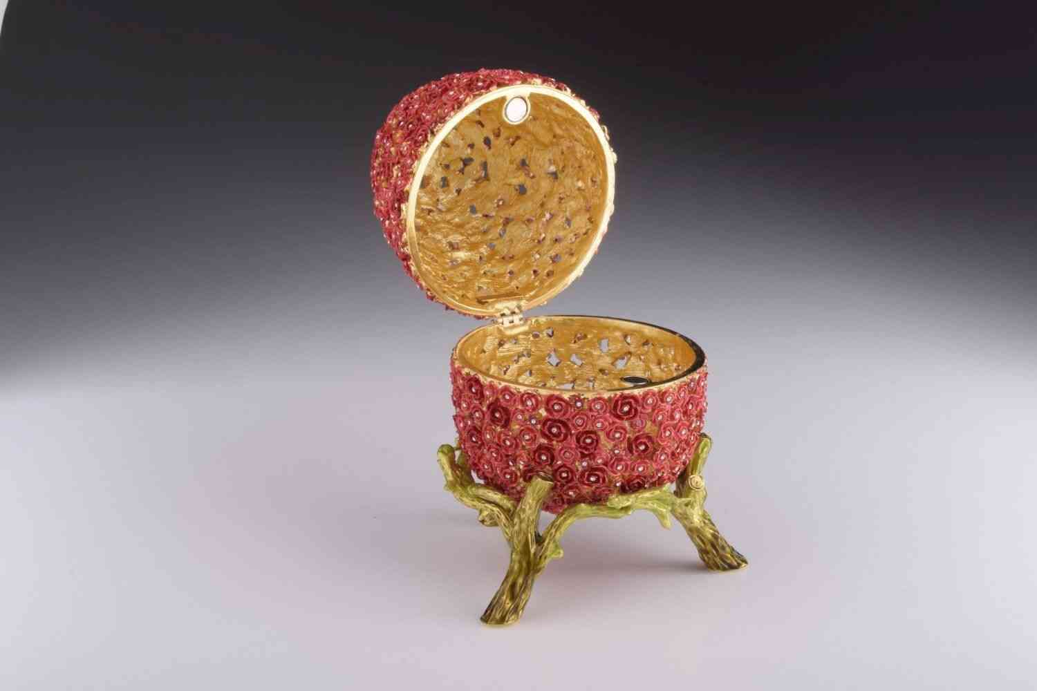 Red Flowers Faberge Egg-trinket Box