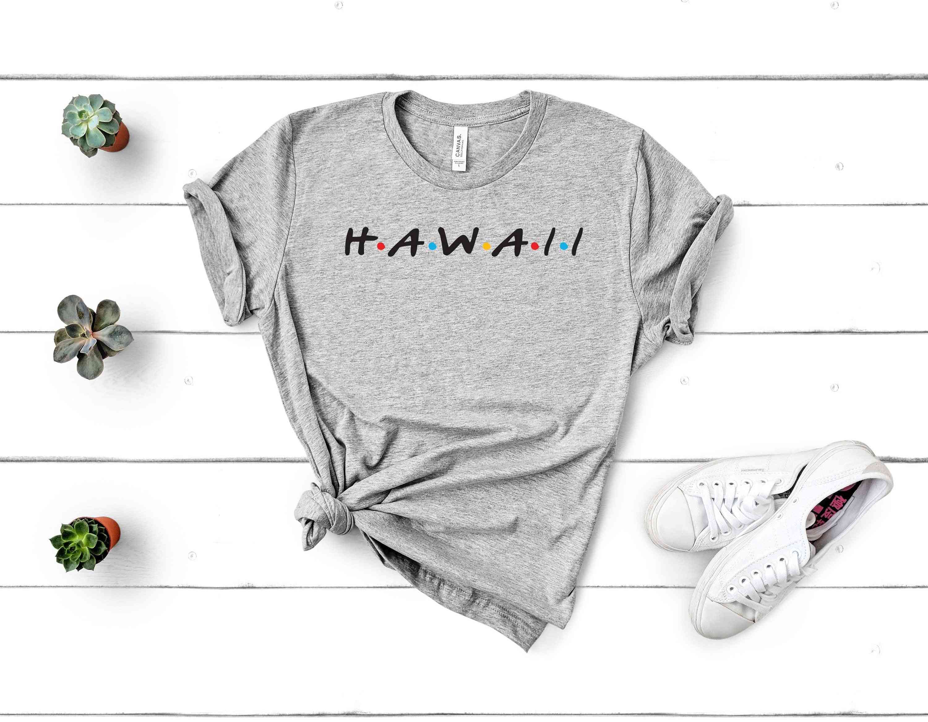 Hawaii Letter Print, Short Sleeve T-shirt