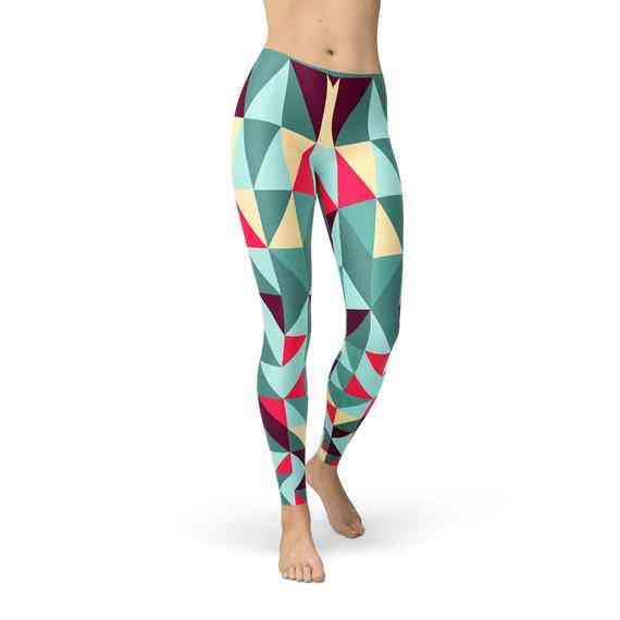 Naisten leggingsit värikkäitä geometrisia kolmioita
