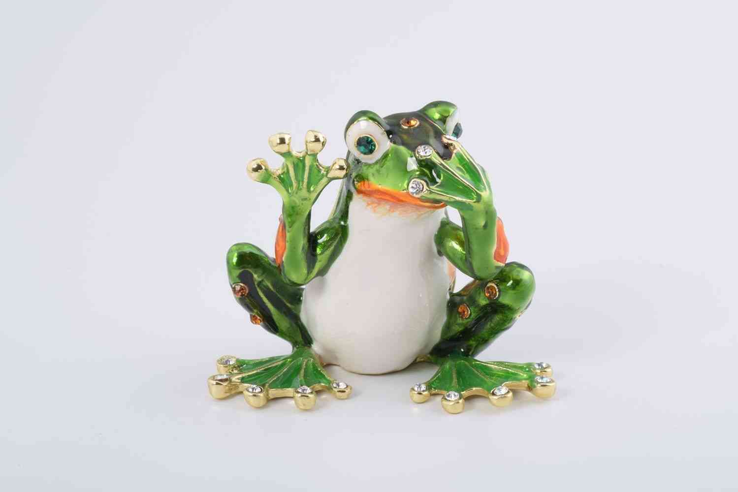 Green Frog Speak No Evil-trinket Box
