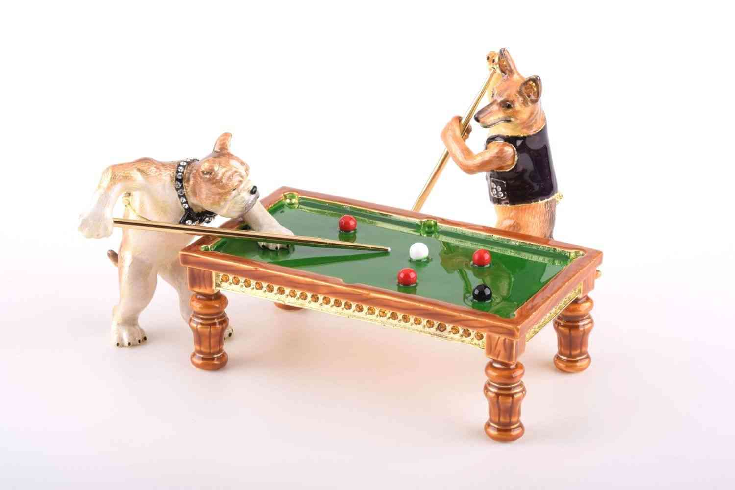 Dogs Playing Billiards-trinket Box