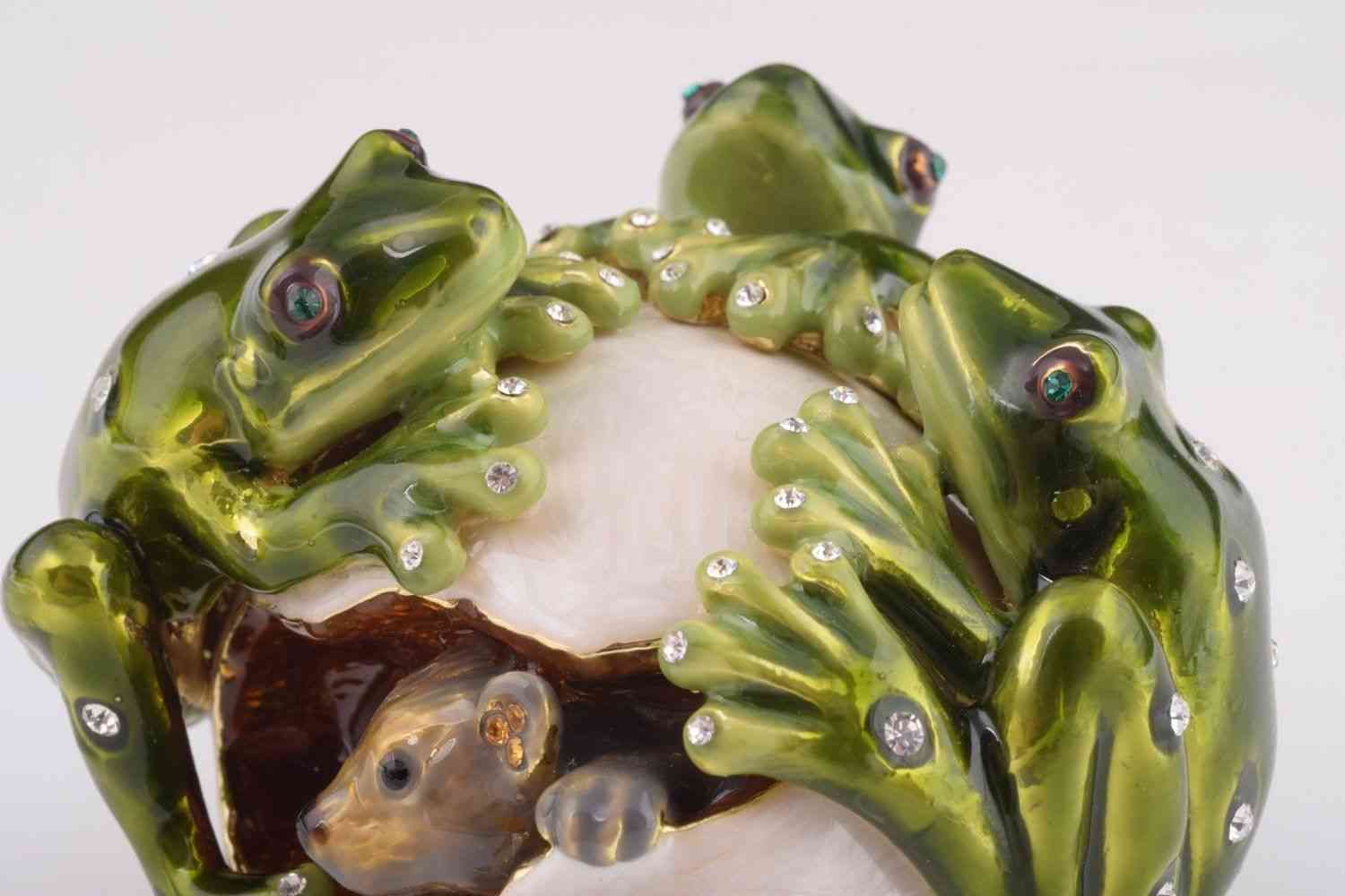 Frogs On Egg Trinket Box