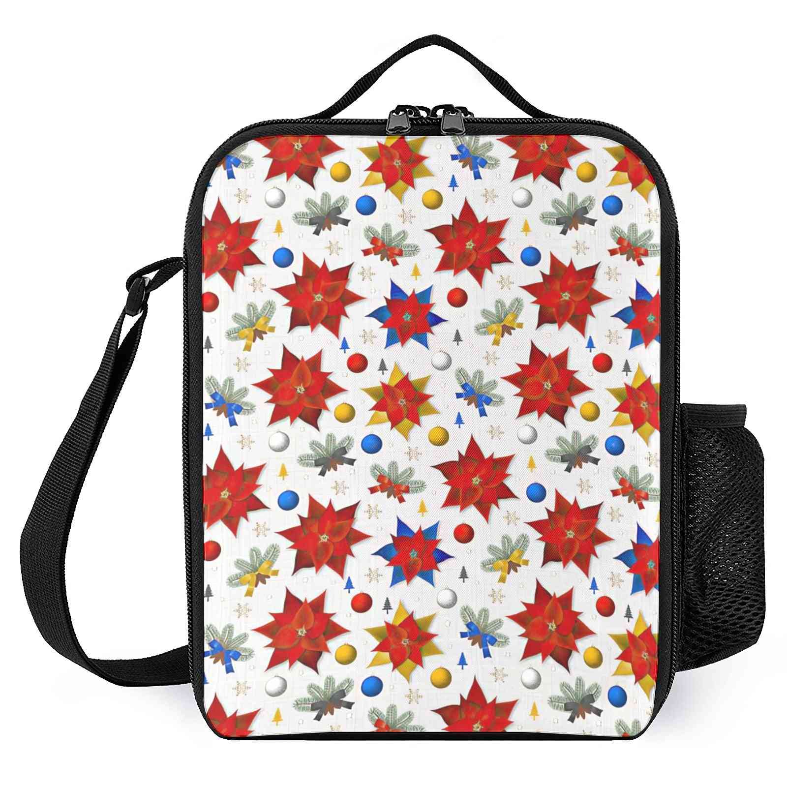 Christmas Poinsettias Plants Printed-reusable Lunch Box For School