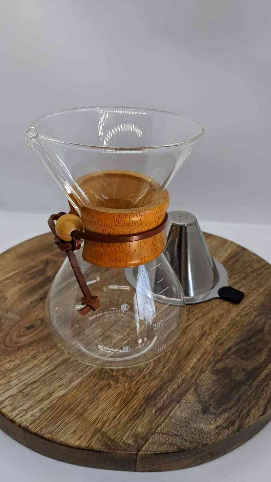 Ruostumattomasta teräksestä valmistettu suodatin chemex -kahvipannu 400 ml