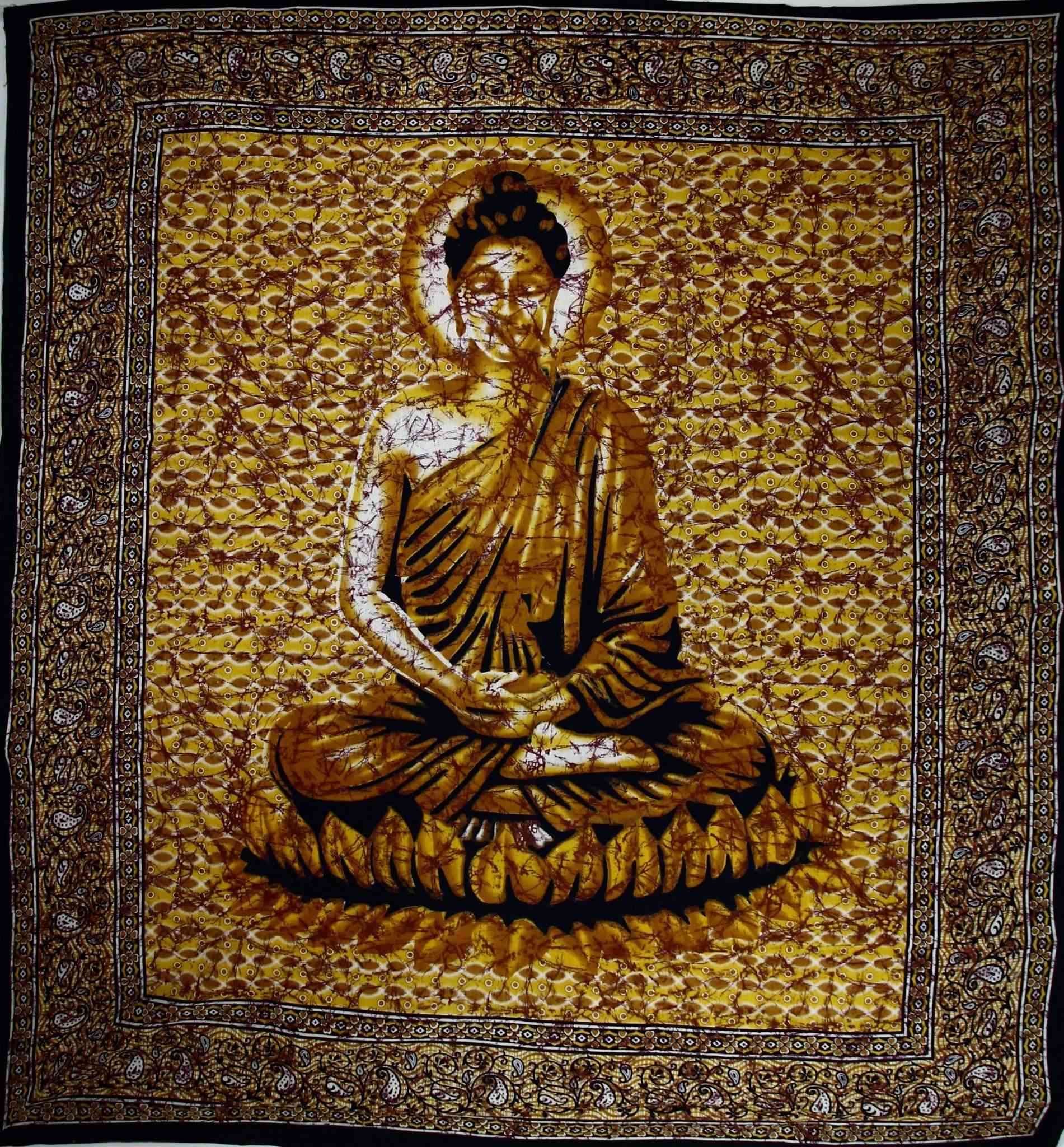 Bouddha en tapisserie de style batik de méditation