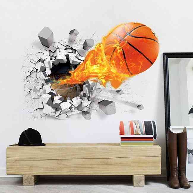 Etiqueta de la pared de baloncesto 3d